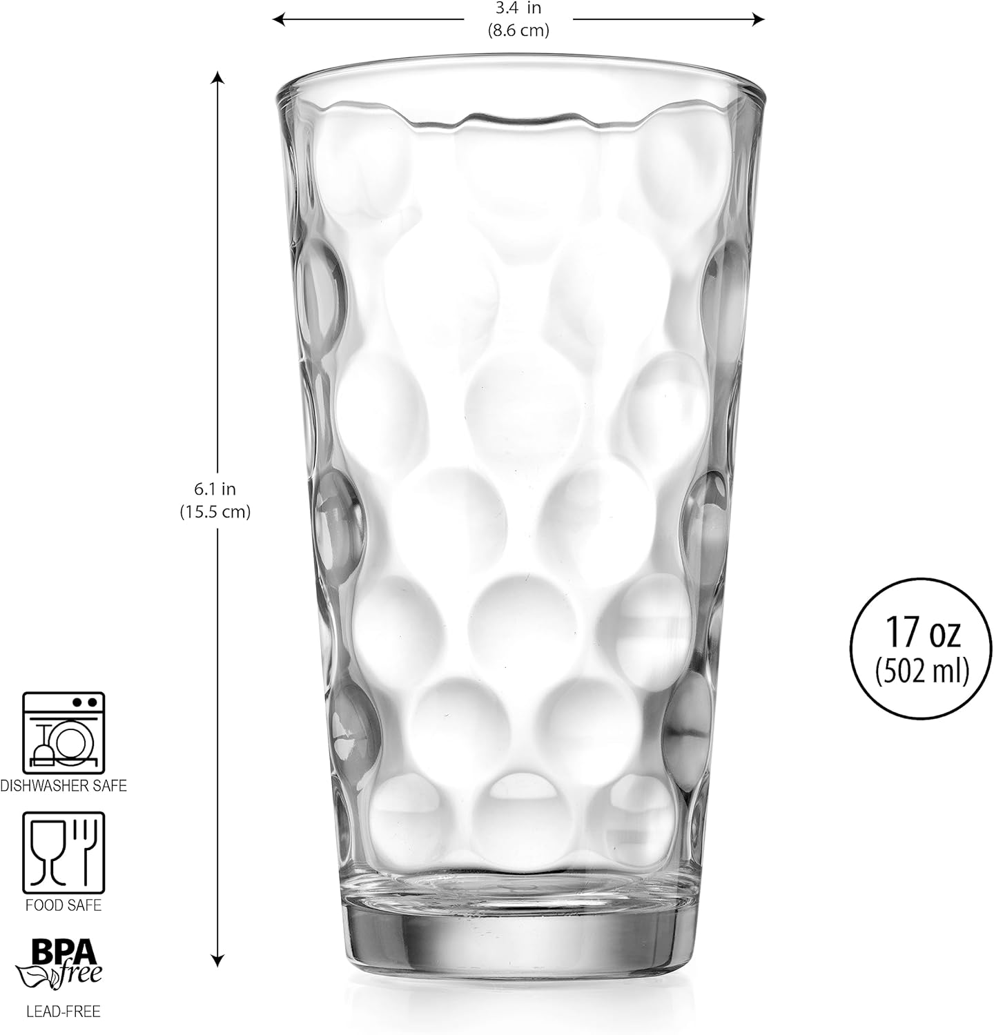Set of 6 Bubble Glassware Cooler Set, 17 oz